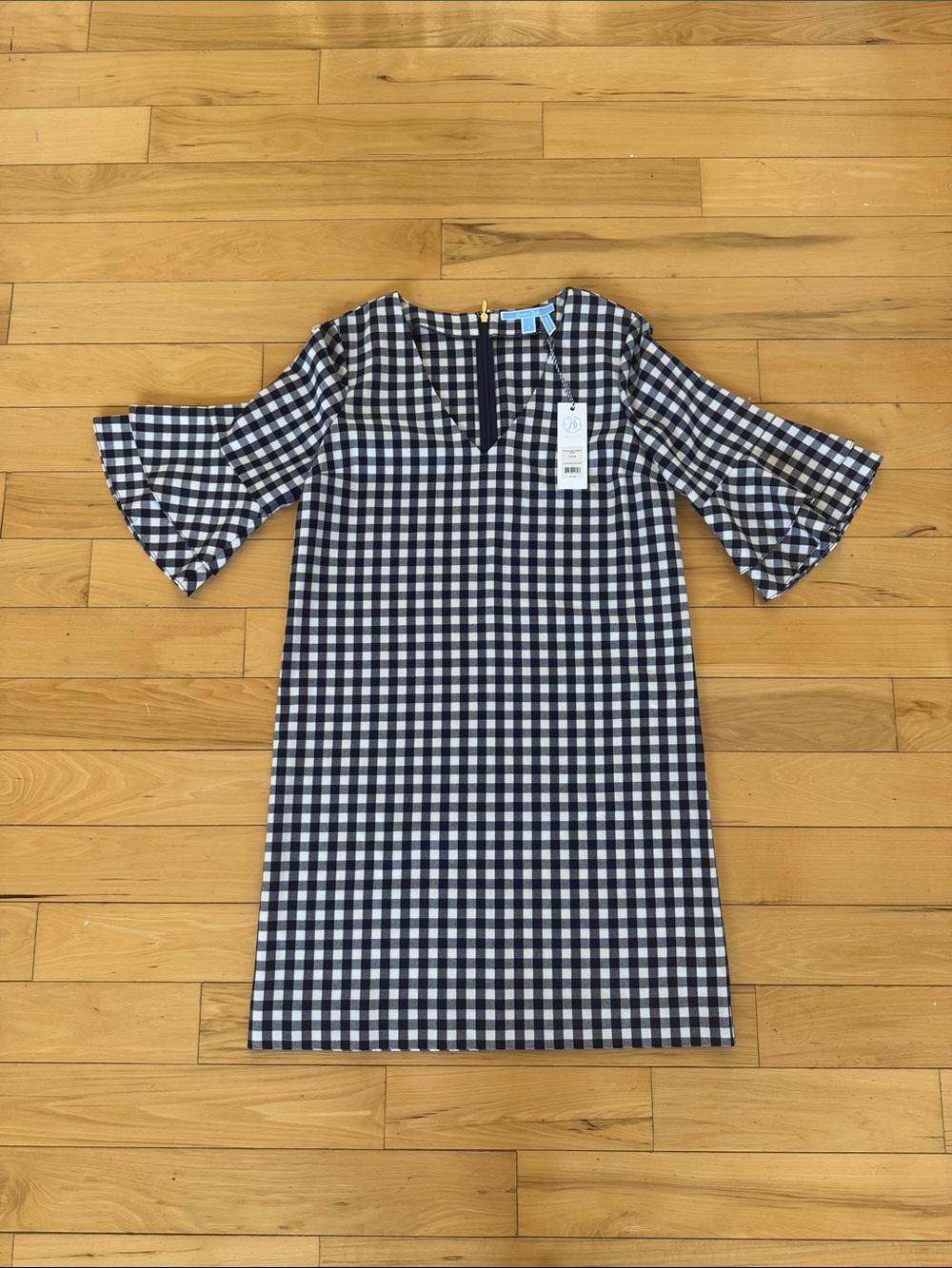 Draper James Navy and White Gingham Dress